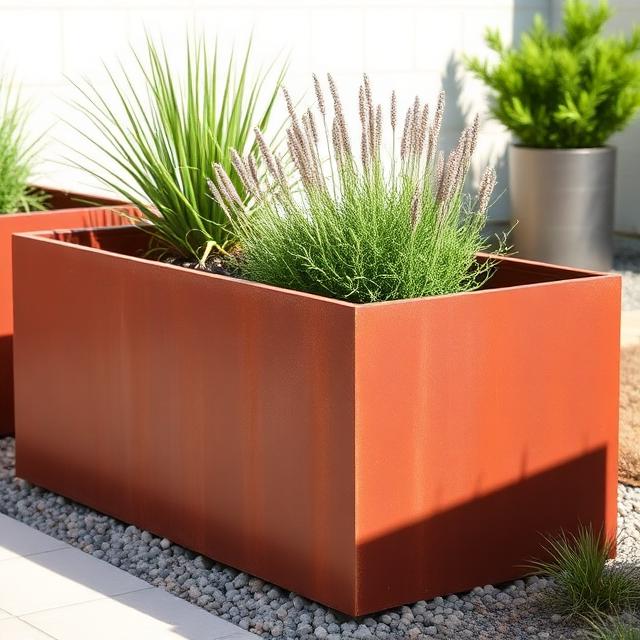 Corten steel planter box